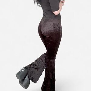 KILLSTAR Elegant Black Velvet Flared Pants